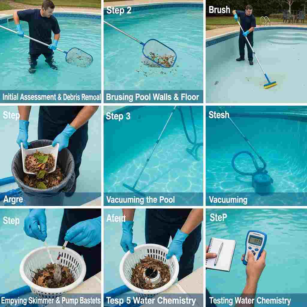 Professional pool cleaning steps
